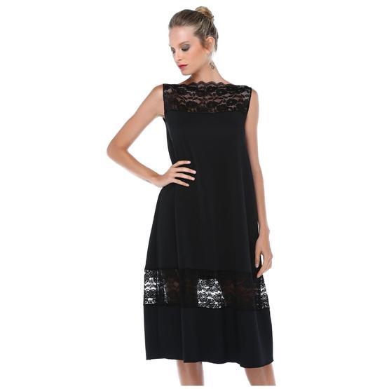 Quincey EB2644 Siyah Dantel Detaylı Scuba Elbise