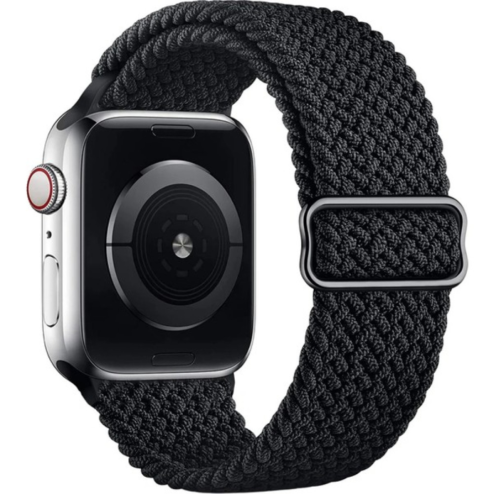Quse Apple Watch Seri 9 8 7 6 5 3 SE 41mm-40mm-38mm Uyumlu Ayarlanabilir Tokalı Örgü Kordon Siyah - Kömür Siyahı Giyilebilir Teknoloji Aksesuarları Fiyatı
