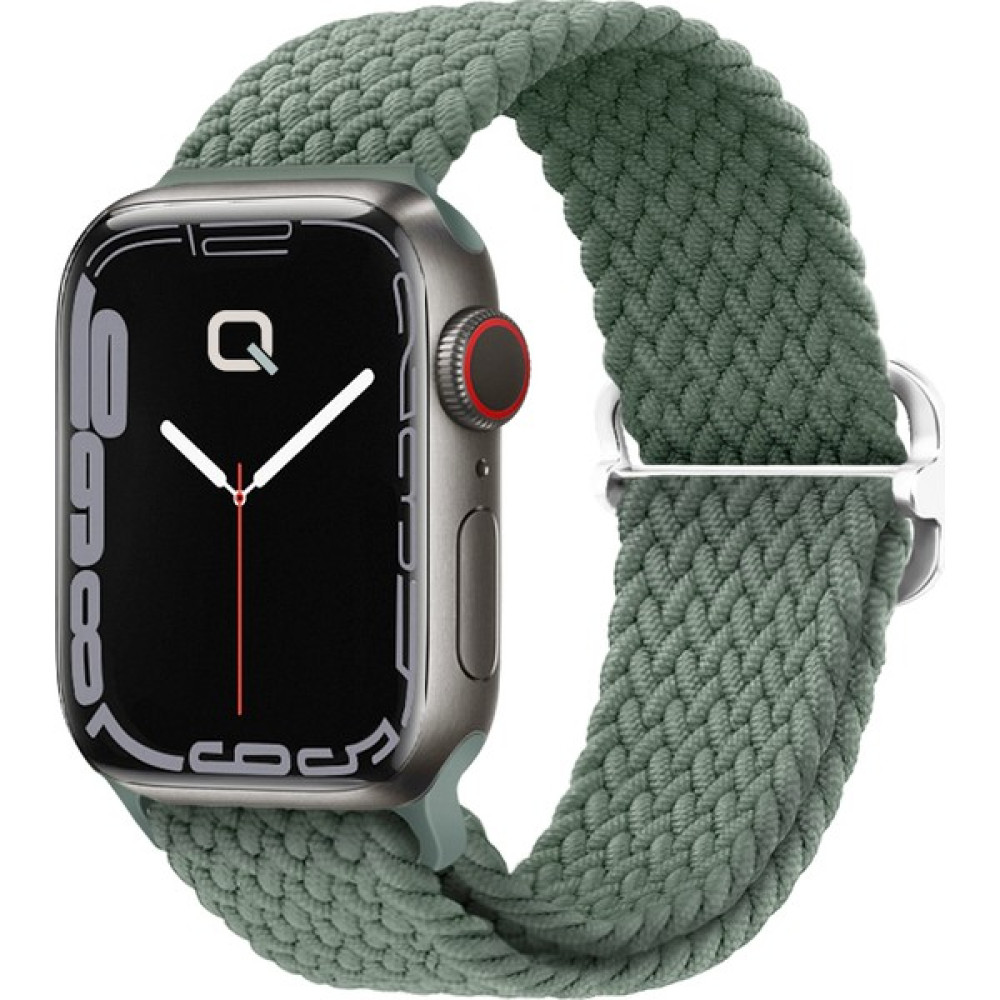 Quse Apple Watch Seri 9 8 7 6 5 3 SE 41mm-40mm-38mm Uyumlu Ayarlanabilir Tokalı Örgü Kordon Zeytin Yeşili Giyilebilir Teknoloji Aksesuarları Fiyatı