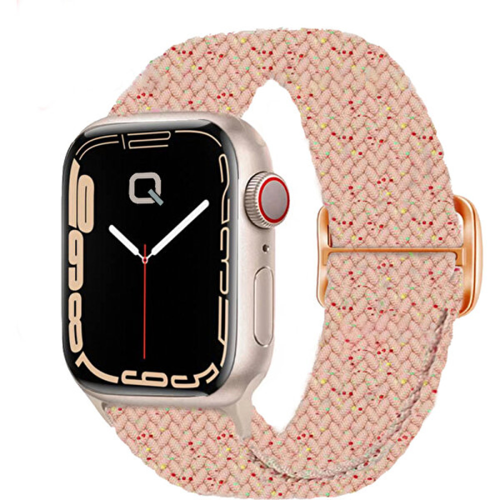 Quse Apple Watch Seri 9 8 7 6 5 3 SE Ultra 45mm-44mm-42mm Ayarlanabilir Tokalı Örgü Kordon Starlight Powder - 49mm-45mm-44mm-42mm - Pearl Pink Giyilebilir Teknoloji Aksesuarları Fiyatı
