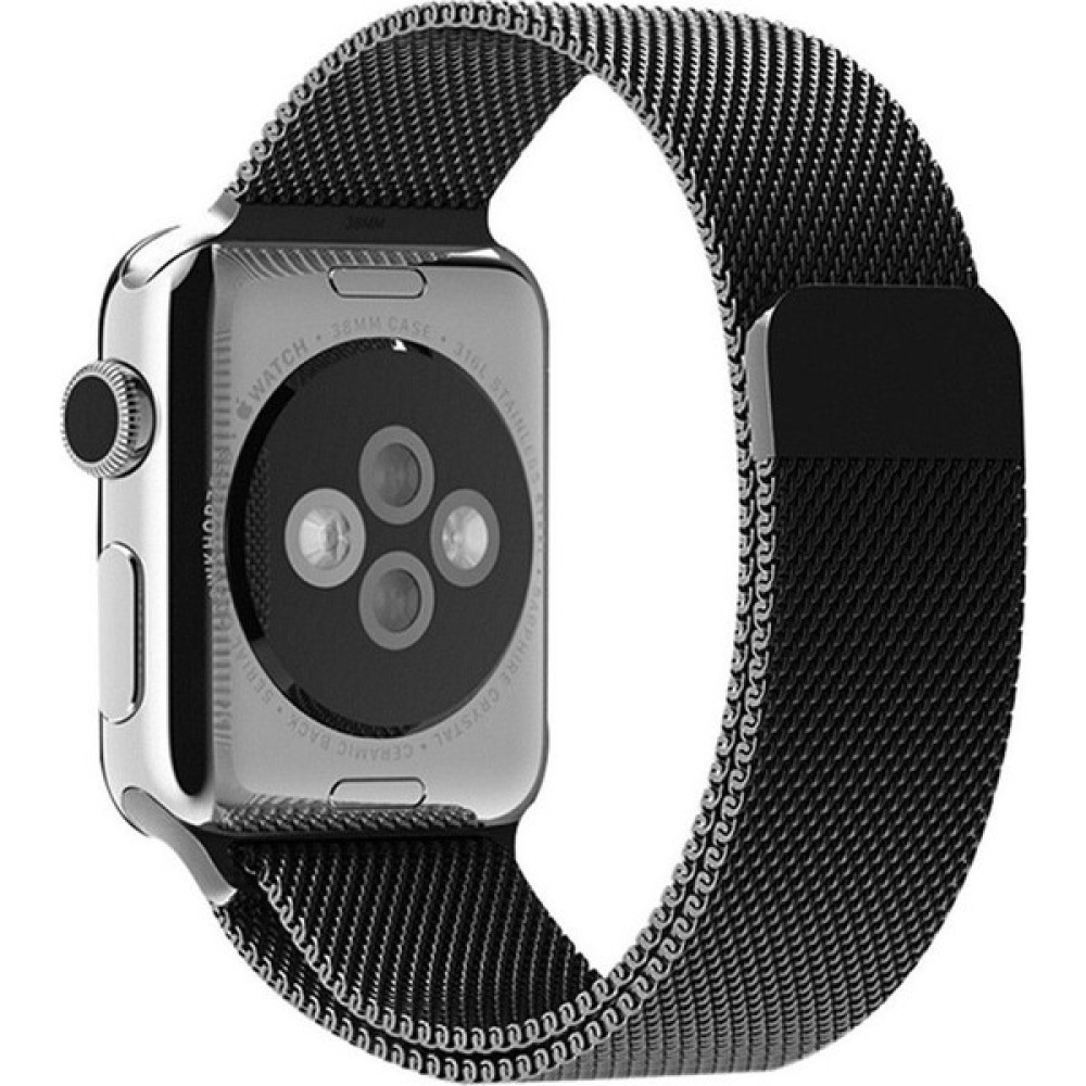 Quse Apple Watch Seri 9 8 7 6 5 4 3 SE 42mm-44mm-45mm Uyumlu Milano Loop Mıknatıslı Çelik Örme Kordon Siyah Giyilebilir Teknoloji Aksesuarları Fiyatı