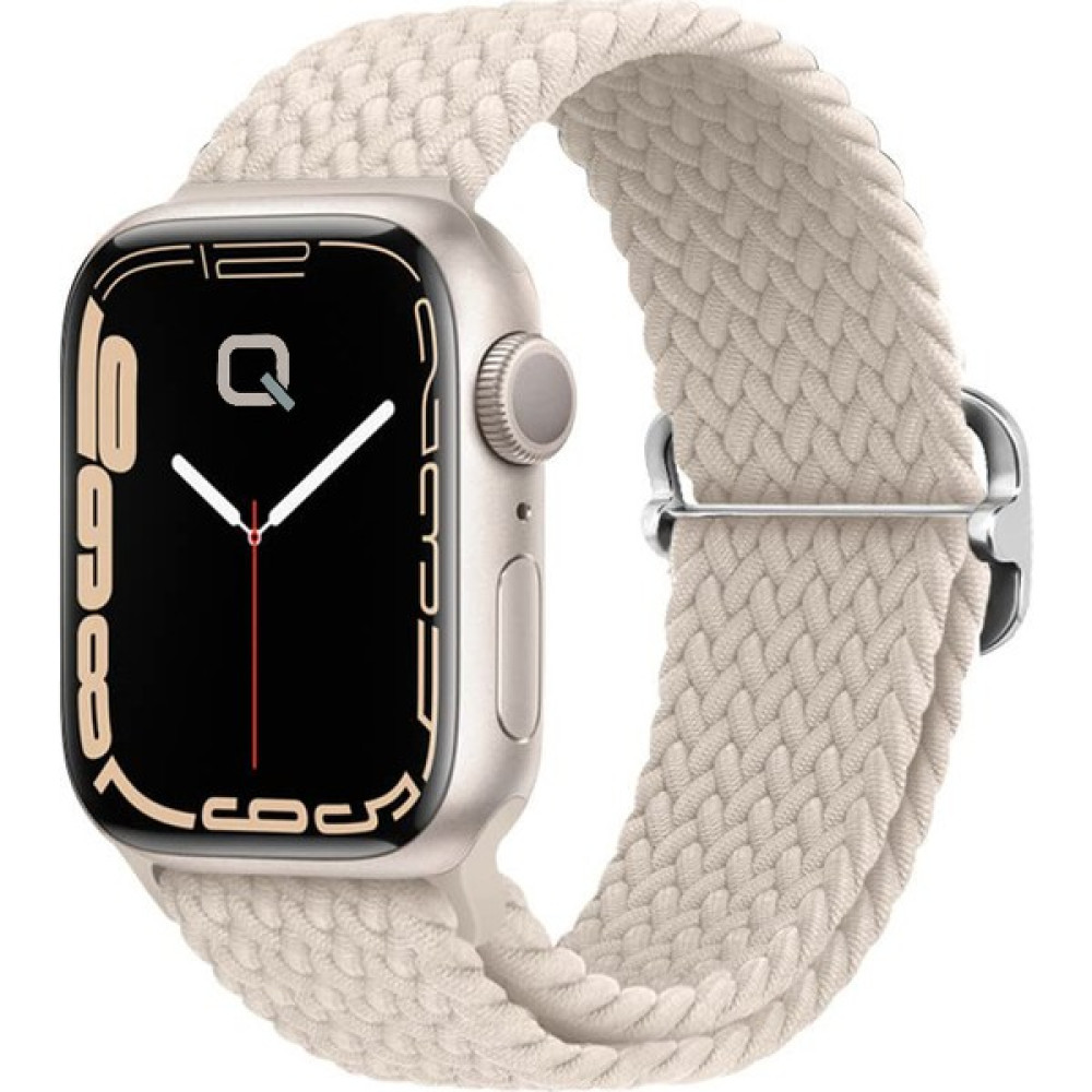 Quse Apple Watch Seri 9 8 7 6 5 4 3 SE 49mm-45mm-44mm-42mm Ayarlanabilir Tokalı Örgü Kordon Yıldız Işığı - Bej Giyilebilir Teknoloji Aksesuarları Fiyatı