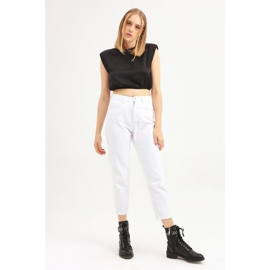 Quzu Crop Siyah Kadın Bluz