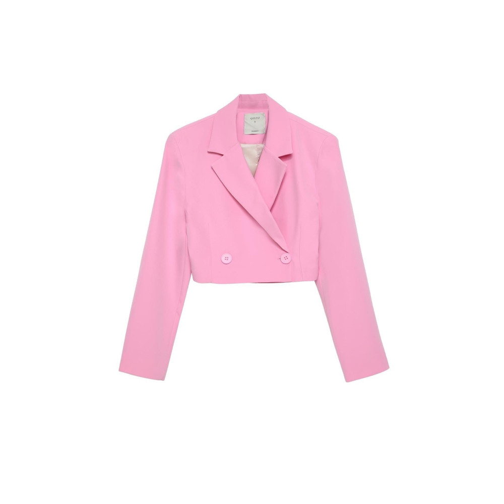 Quzu Kruvaze Crop Blazer Ceket Pembe M Beden Bayan Ceket Fiyatı
