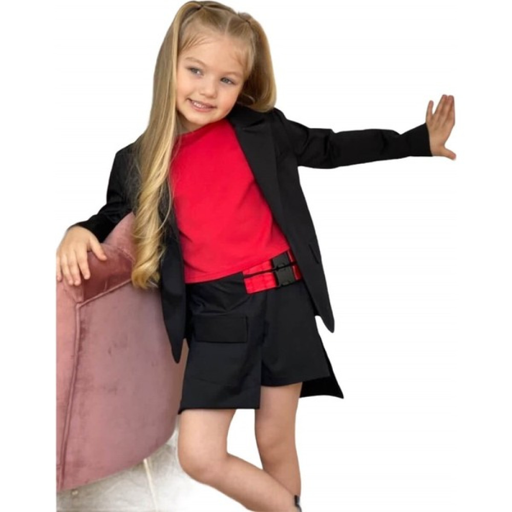 Quzucuk Kids Kız Çocuk Ceketli Kırmızı Şort Etek Takım Kız Çocuk Giyim Takımı Fiyatı