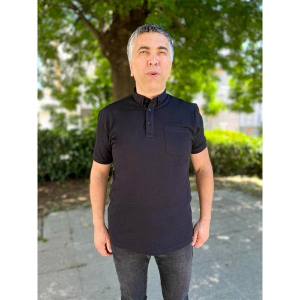 Qwerty Polo Yaka Cepli Düz Gömlek Yakalı T-Shirt WY25353 Erkek T-shirt Fiyatı