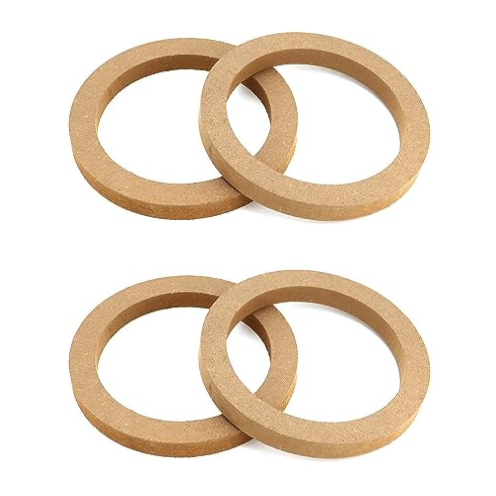 QWORK Wooden Speaker Spacer Rings, 4 Pcs 6.5" Car MDF Speaker Ring, MDF Tweeter Wood Rings for 6.5 Inch Speakers