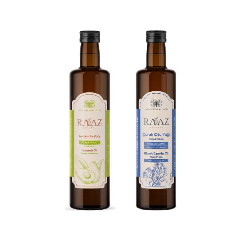 Raaz Avokado Yağı 250 ml + Çörekotu Yağı 250 ml 2'li Yağ Seti - 500 ml Bitkisel Yağlar Fiyatı