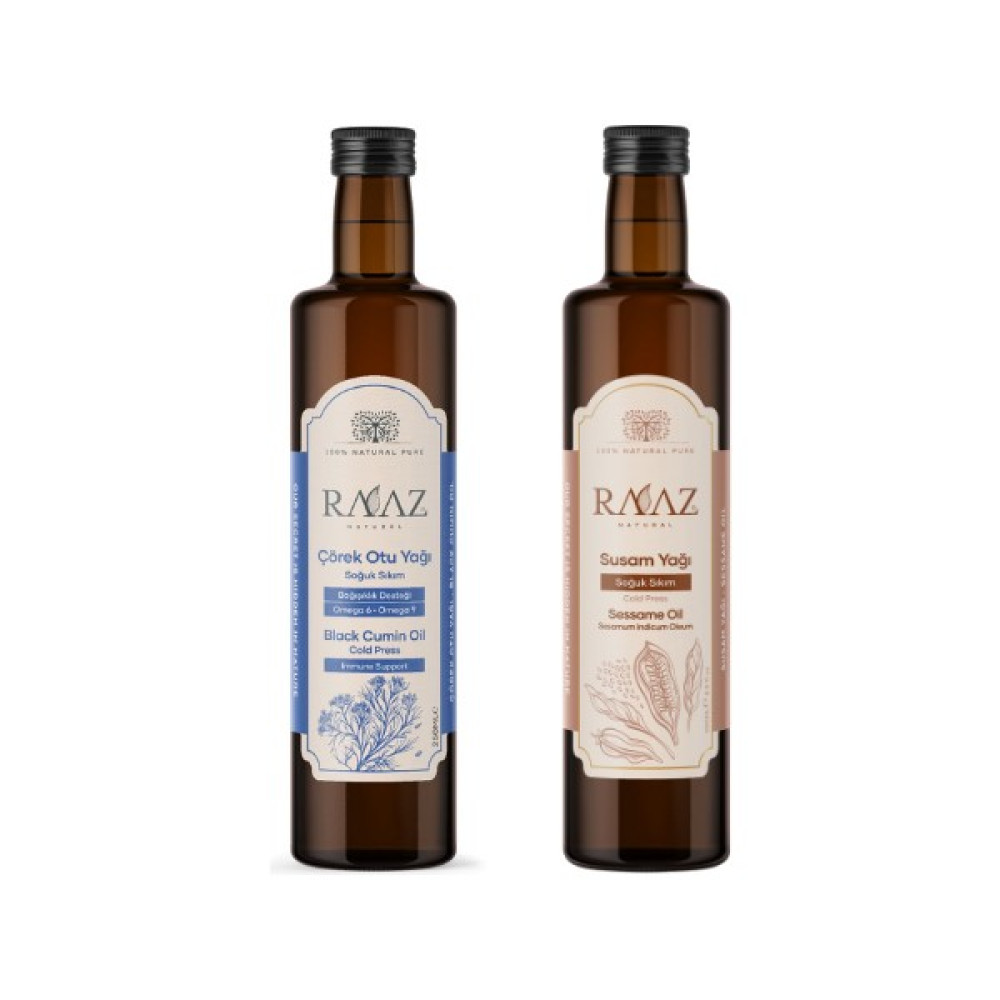 Raaz Çörekotu Yağı 250 ml + Susam Yağı 250 ml 2'li Yağ Seti - 500 ml Bitkisel Yağlar Fiyatı