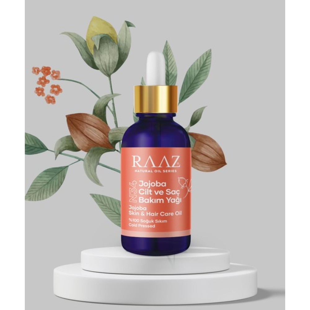 Raaz N 34 Jojoba Cilt ve Saç Bakım Yağı 50 ml %100 Saf Doğal Yağ Jojoba Skin And Hair Care Oil Nemlendiriciler Fiyatı