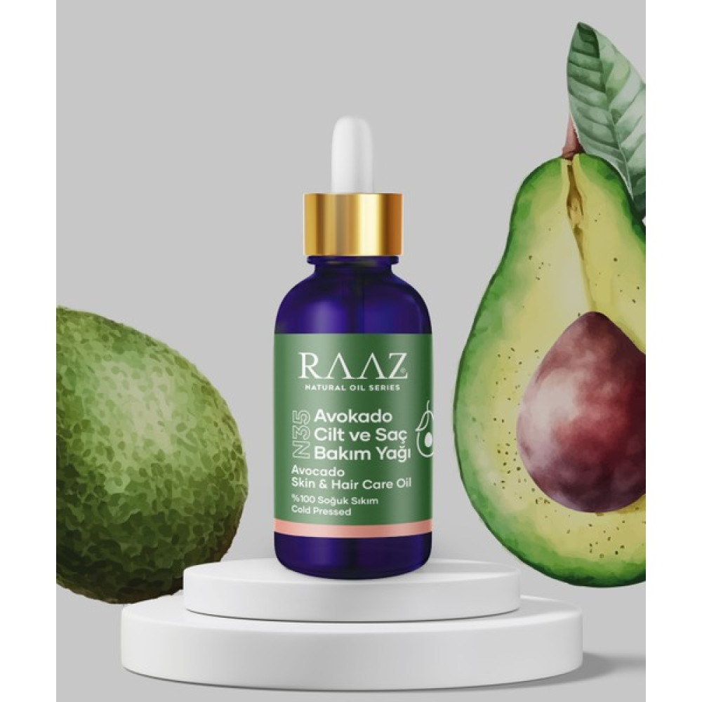 Raaz N 35 Avokado Cilt ve Saç Bakım Yağı 50 ml %100 Saf Doğal Yağ Avocado Skin And Hair Care Oil Saç Bakım Maskeleri & Serumlar & Spreyler Fiyatı