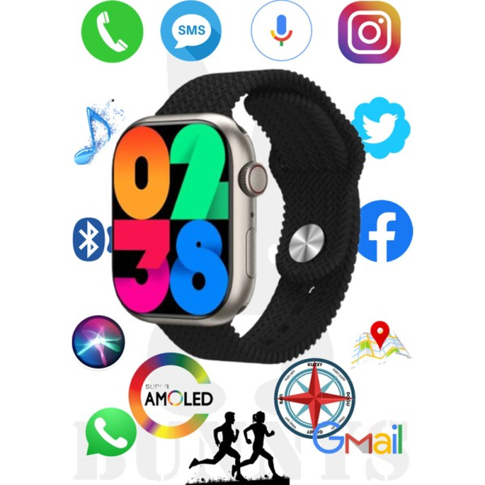 Rabbit Store Tecno Camon Uyumlu Akıllı Saat Konuşma Özellikli Watch 9 Pro 45MM Amoled Ekran - 45 mm - Siyah Akıllı Saat Fiyatı