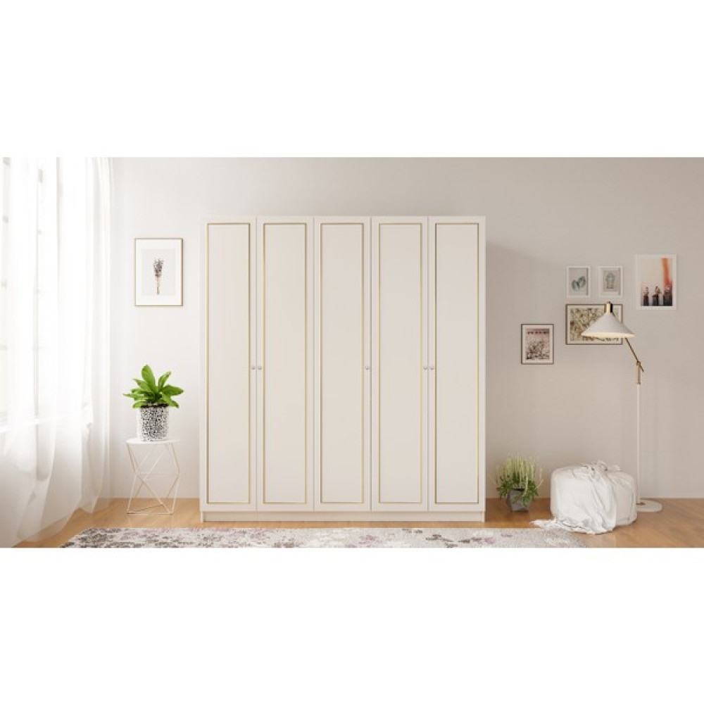 Rabi Mobilya Gold Country 5 Kapak Gardırop - 175 x 180 cm - Beyaz Gardrop & Dolap Fiyatı