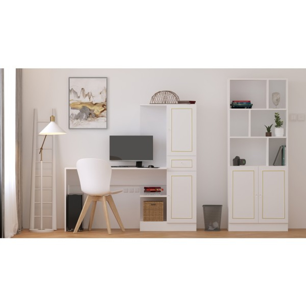 Rabi Mobilya Gold Country Çalışma Masası - Y: 150 cm D: 40 cm G: 155 cm - Beyaz Çalışma Masası Fiyatı