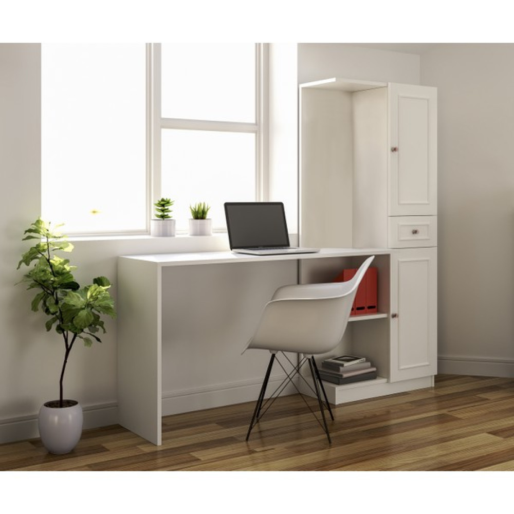 Rabi Mobilya White Country Çalışma Masası - Y: 150 cm D: 40 cm G: 155 cm - Beyaz Çalışma Masası Fiyatı
