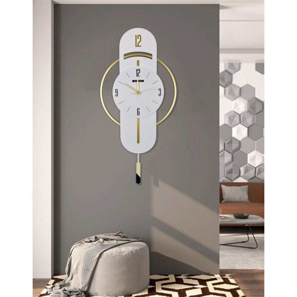 Racart Ultra Sessiz, Gold ve Gümüş Ayrıntılı, Hediye, Salon, Ofis, Mutfak Dekoratif Duvar Saati D32 - Beyaz - Gold - 62 cm Dekoratif Saat Fiyatı