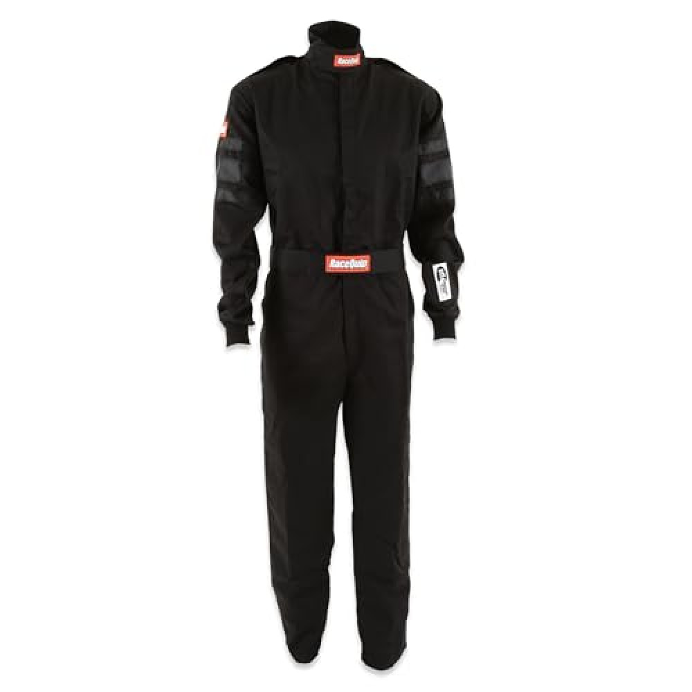 RaceQuip Racing Driver Fire Suit One Piece Single Layer SFI 3.2A/ 1 Black Large 110005