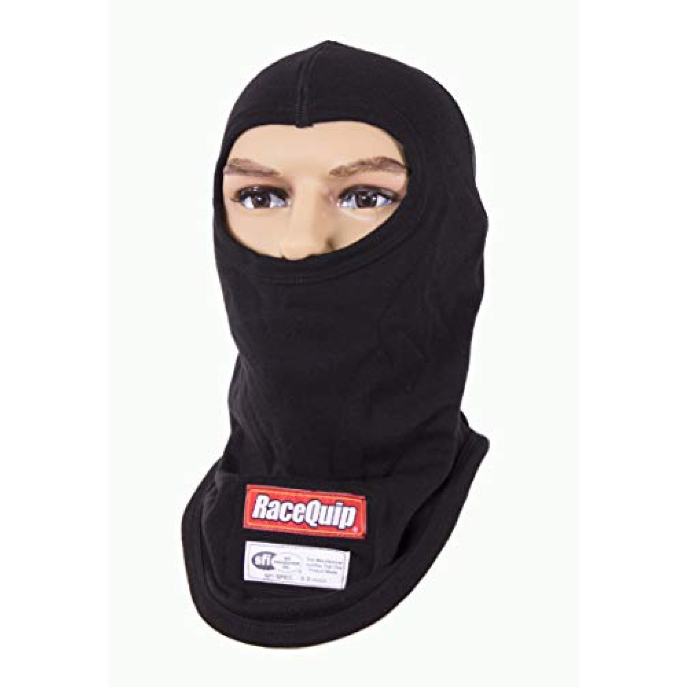 RaceQuip Underwear Head Sock Balaclava SFI 3.3 Fire Retardant FR Single Layer Hood Black Large 433991