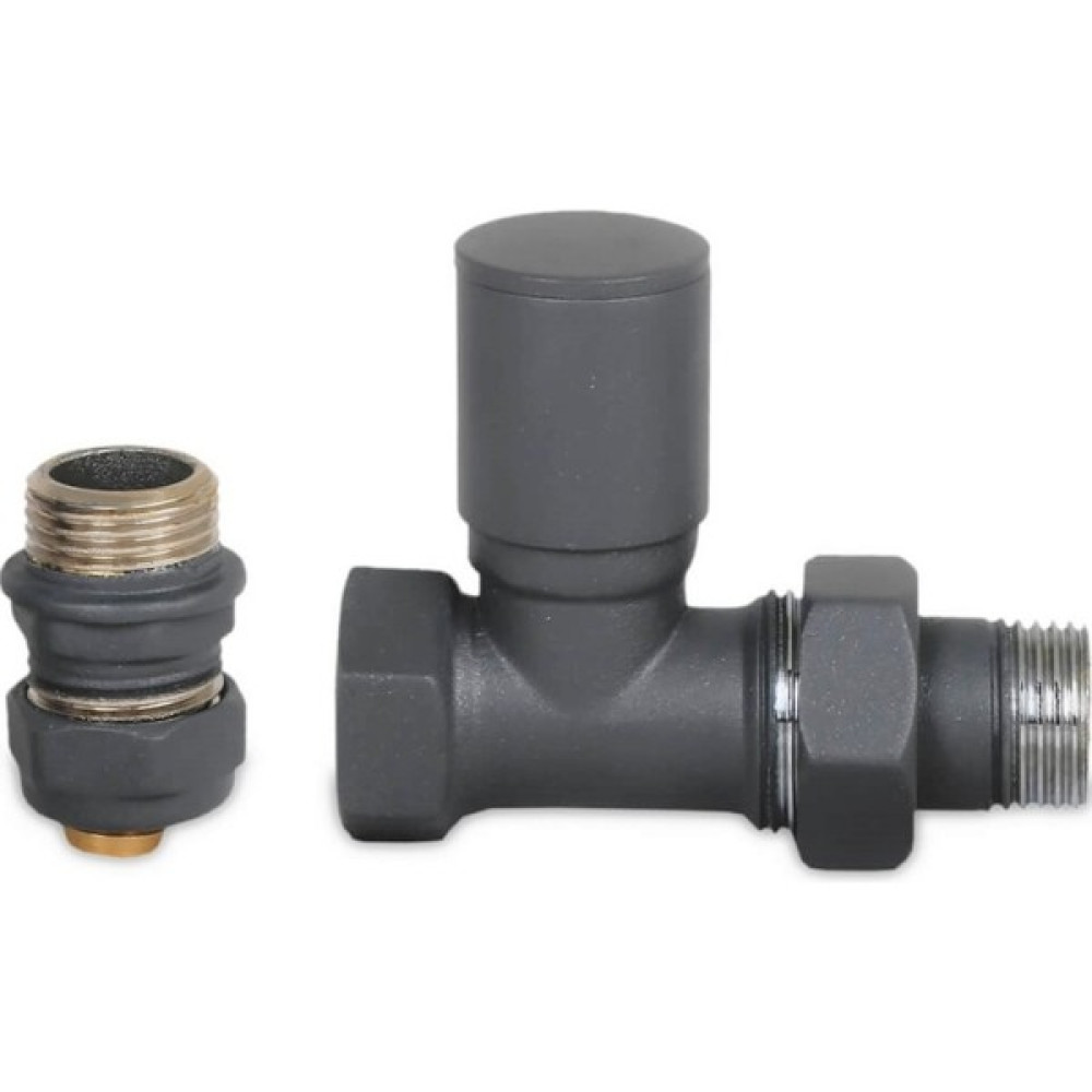 Radiva Radyatör Vanası 1/2'' Antrasit Düz Pex (Metal Volanlı 16*2mm Boru Bağl. Rakorlu) Nalburiye & Hırdavat Fiyatı