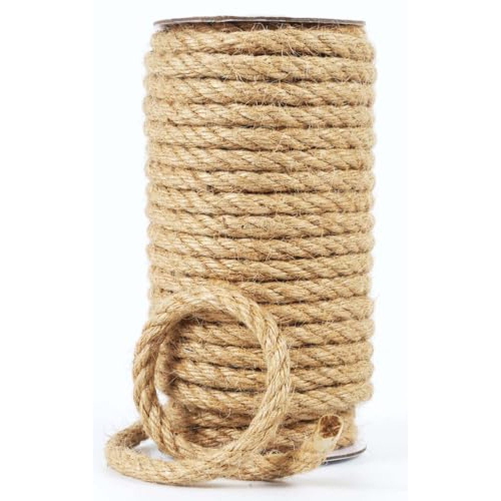 Radix Rope Natural Jute Twine, 8MM x 50FT Jute Rope Roll, Heavy Duty Thick Twine for Cat Scratching Post, Bundling, Gardening and DIY Crafts