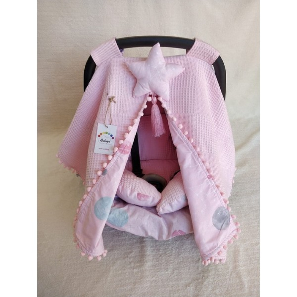 Raduga Collection Puset Örtüsü+Puset Minderi+Puset Çarşafı 3'lü Set Pembe Ana Kucağı Fiyatı