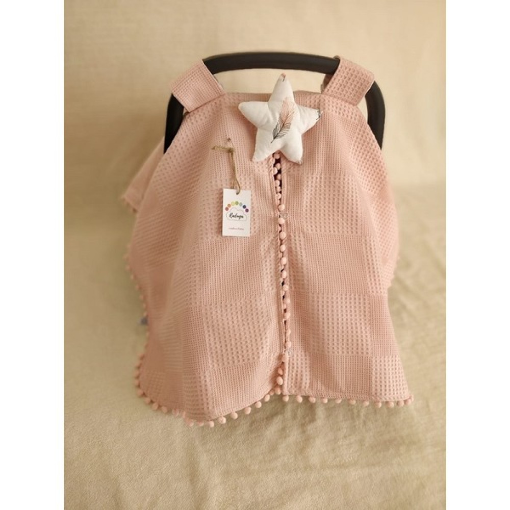 Raduga Collection Puset Örtüsü+Puset Minderi+Puset Çarşafı 3'lü Set Pudra Tüy Desen - Denim Red Ana Kucağı Fiyatı