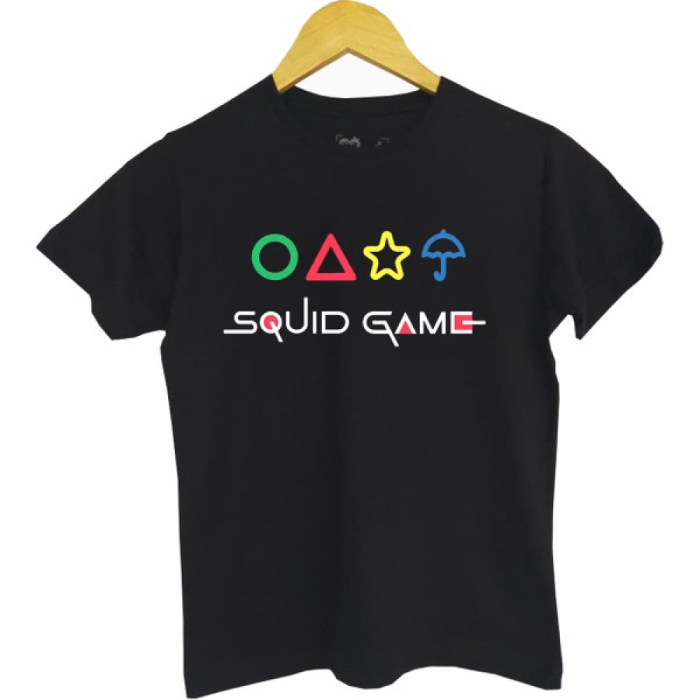 Raf Coll Raf Coll çocuk Siyah Squid Game Ön Dijital Baskılı Tişört Erkek Çocuk T-shirt Fiyatı