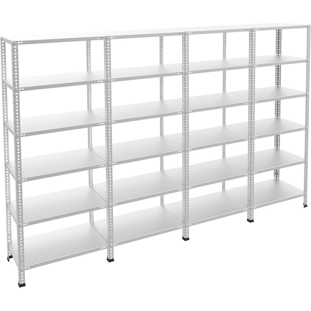 Rafburada 6 Katlı 4'lü Bitişik Galvaniz Çelik Raf.depo,dosya Raf 0.70 MM-43X60-200CM - Gri - 43x240x200 cm Evrak Dolabı Fiyatı