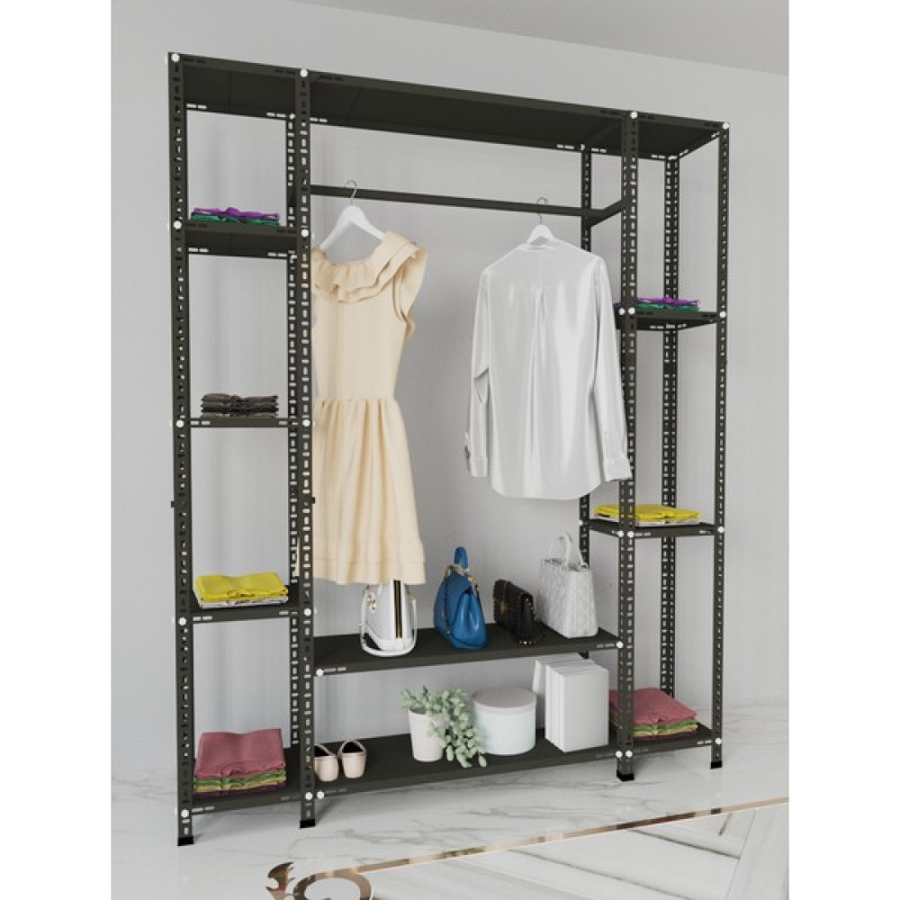 Rafburada Rafburada® Siyah Renk Metal Açık Gardırop 31X155X200 Gardrop & Dolap Fiyatı