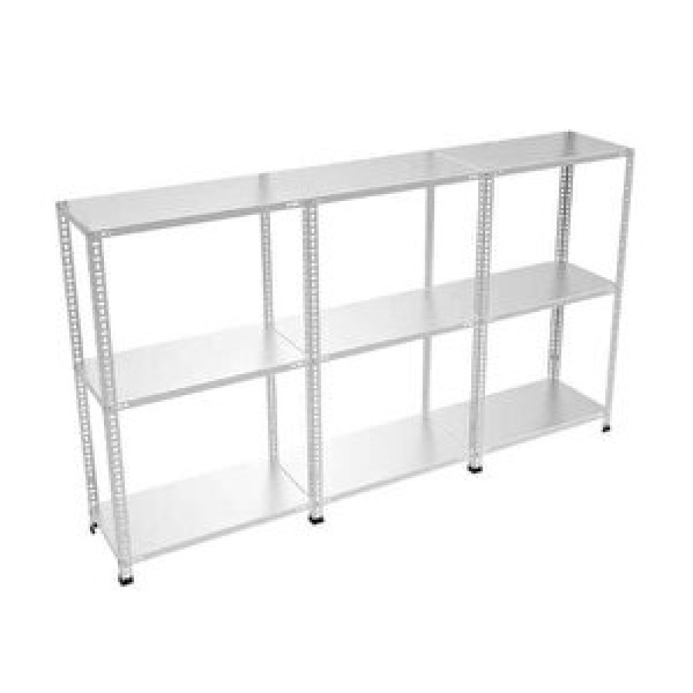 Raffar 3 Katlı 3’lü Bitişik Galvaniz Çelik Raf. Depo, Dosya, Arşiv Rafı 43x225x200 cm İşçi Dolapları Fiyatı
