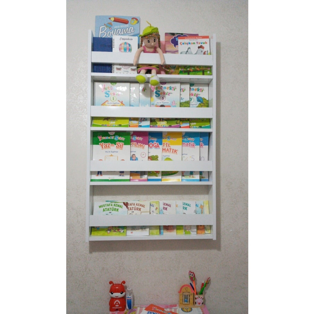 RAHİSON Montessori Çocuk Odası Eğitici Kitaplık 4 Daflı Duvar Rafı Bebek-Çocuk Odası Fiyatı