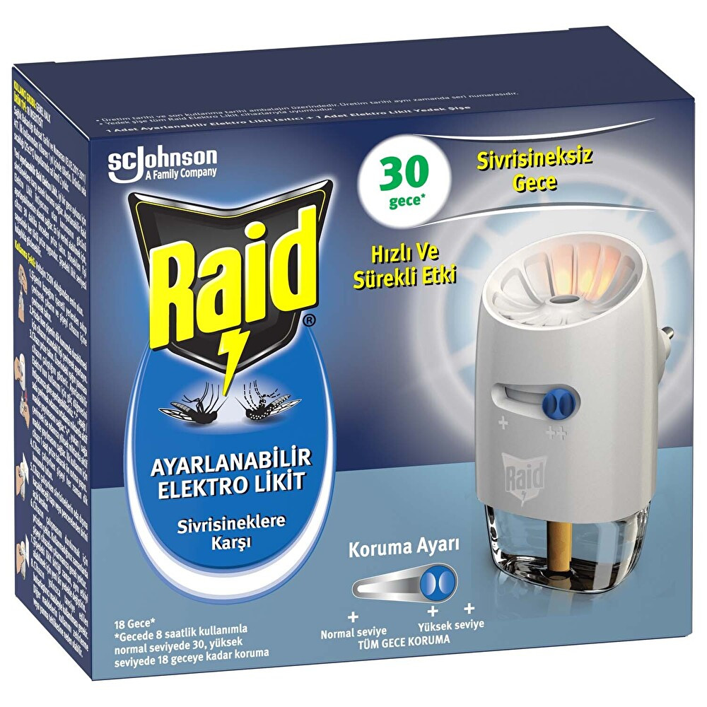 Raid Ayarlanabilir Elektro Likit 30 Gece (Sivrisineklere Karşı) Sağlık Fiyatı