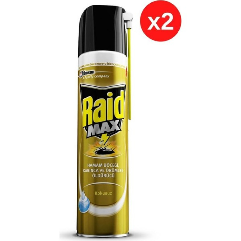 Raid Böceksavar Max - Hamam Böceği, Karınca ve Örümcek Öldürücü Sprey 300 ml X2 Sinek-Kene-Haşere Kovucu Fiyatı