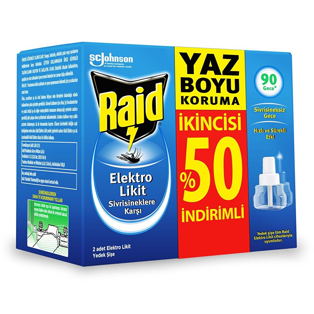 Raid Elekro Likit 2 Yedek 2.Si %50 İndirimli 90 Gece (Sivrisineklere Karşı) Sağlık Fiyatı