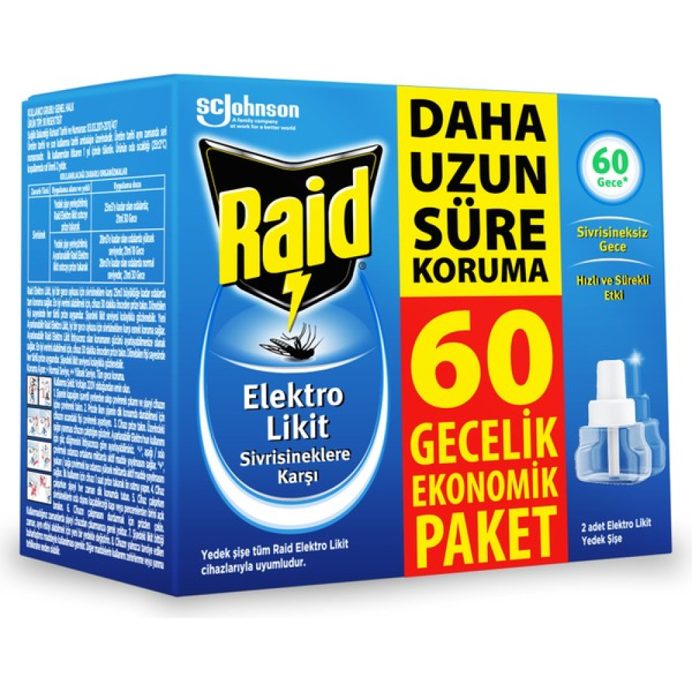 Raid Elektro Likit 2'li Yedek Kutu Sinek-Kene-Haşere Kovucu Fiyatı