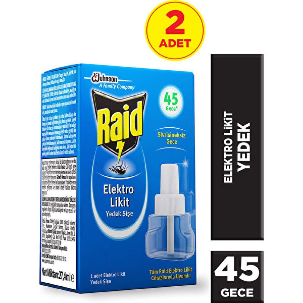 Raid Elektro Likit Yedek 45 Gece 2'li Sinek-Kene-Haşere Kovucu Fiyatı