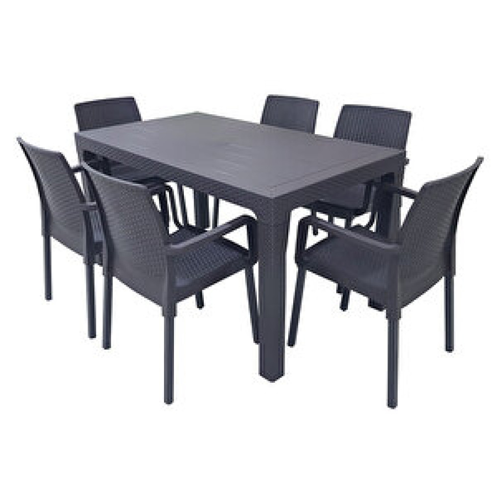 Rainbow Toronto Starlux 80x140 Camsız Masa Ve 6 Adet Napoli Rattan Koltuk Seti (antrasit) Bahçe Mobilyası Takımı Fiyatı