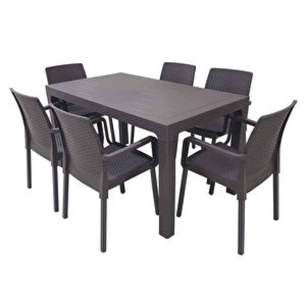 Rainbow Toronto Starlux 80x140 Camsız Masa Ve 6 Adet Napoli Rattan Koltuk Seti (kahvrengi) Bahçe Mobilyası Takımı Fiyatı