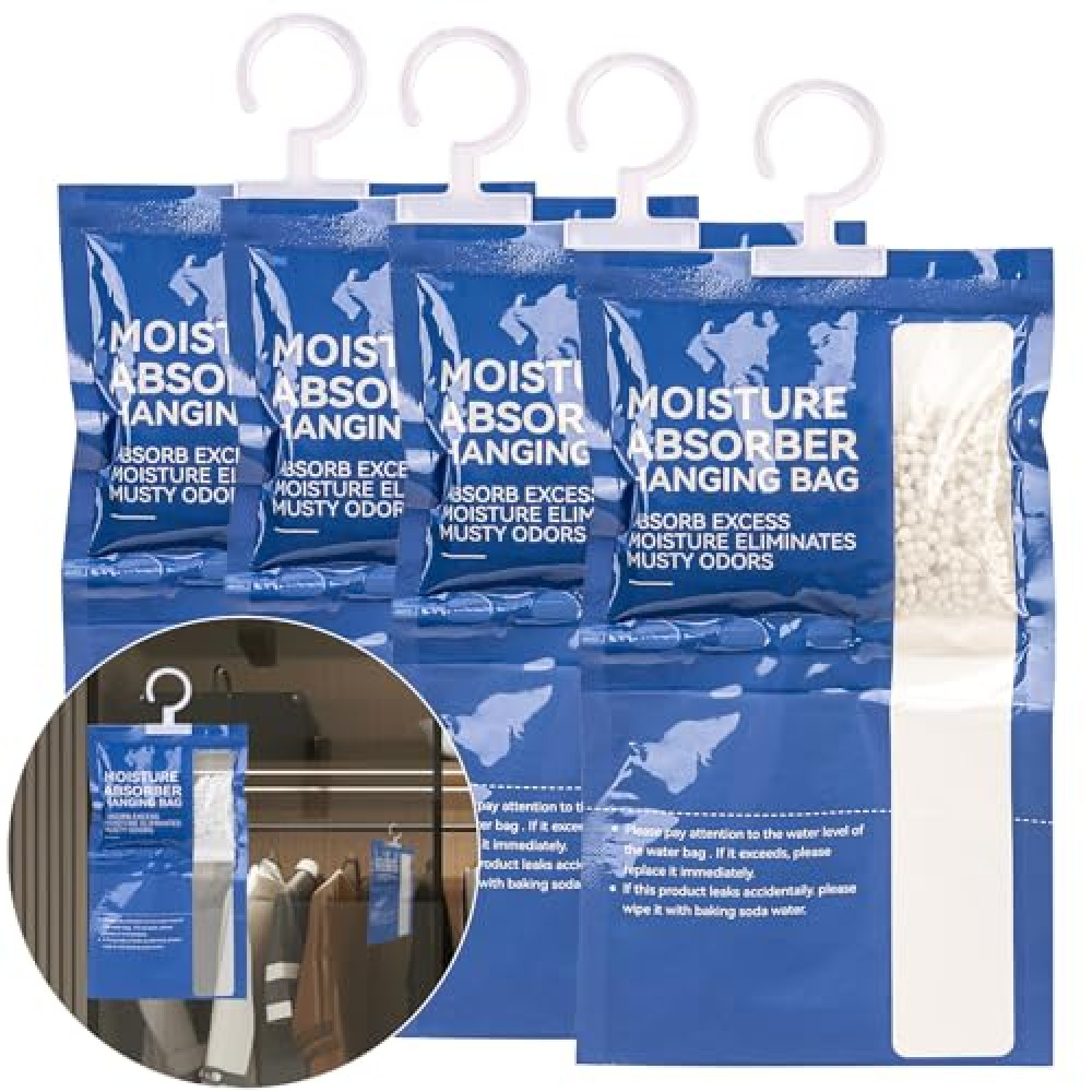 RAINFLOW Moisture Absorbers - 4 Packs Hanging Closet Dehumidifier Bags Moisture Absorber Closet Moisture Absorbers Bags Desiccant Bags for Home Closet Wardrobe Bedroom Bathroom Basement Cars RV Air Purifiers - Humidifiers Fiyatı