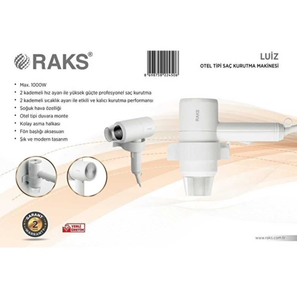 Raks Luiz Otel Tipi Saç Kurutma Makinesi 1000W Saç Kurutma Makineleri Fiyatı