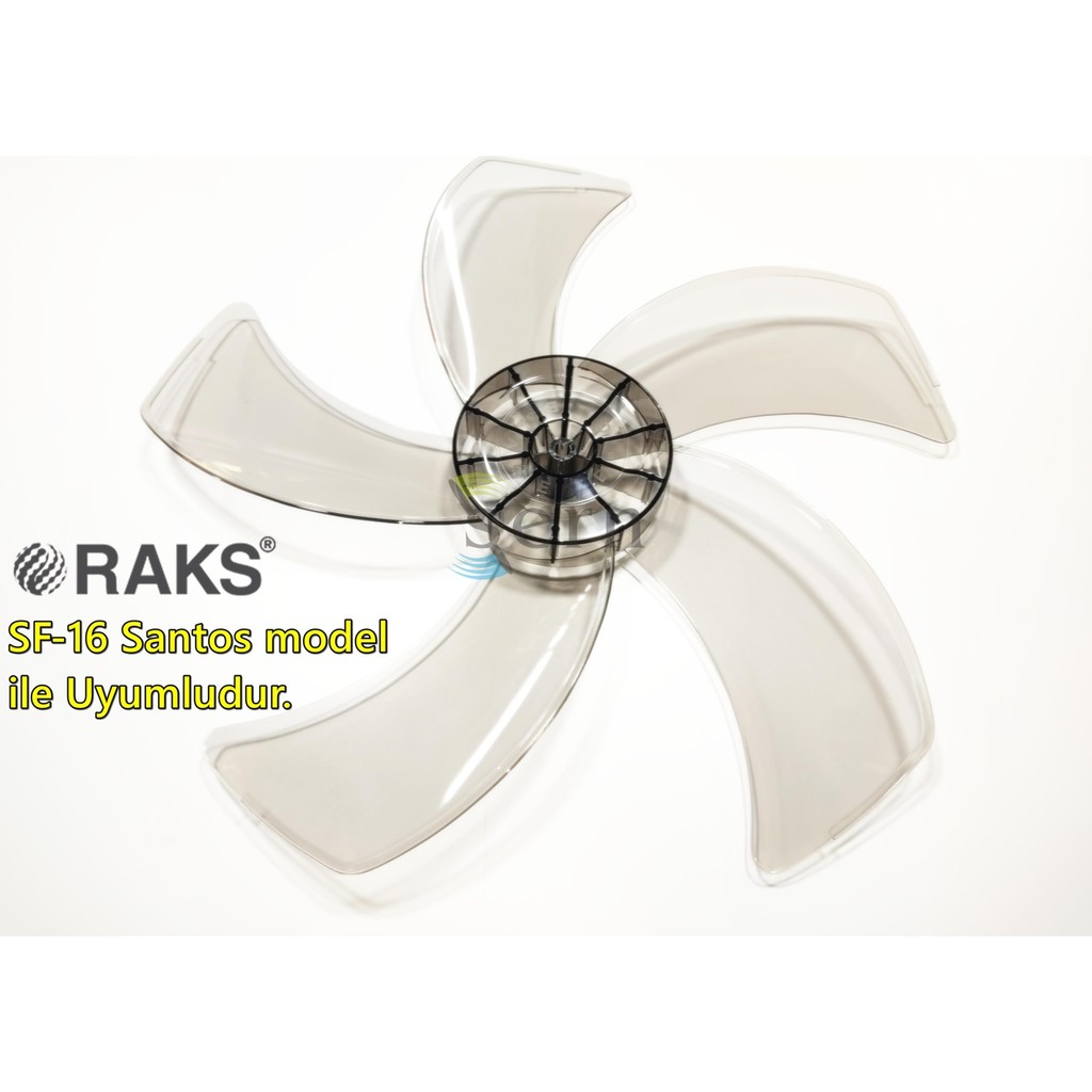 Raks Sf 16 Santos Modele Uyumlu Vantilatör Pervanesi 16INÇ 5 Kanat 38CM Füme Renk Pls Diğer Fiyatı