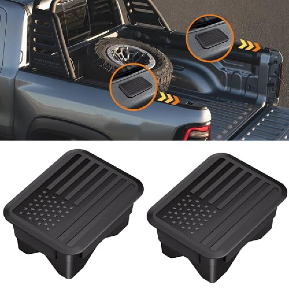 Ram 1500 Bed Rail Caps Covers, Stake Pocket Compatible with Dodge Ram 2019-2024 Truck Tonneau Covers Accessories(Set of 2) (Black)