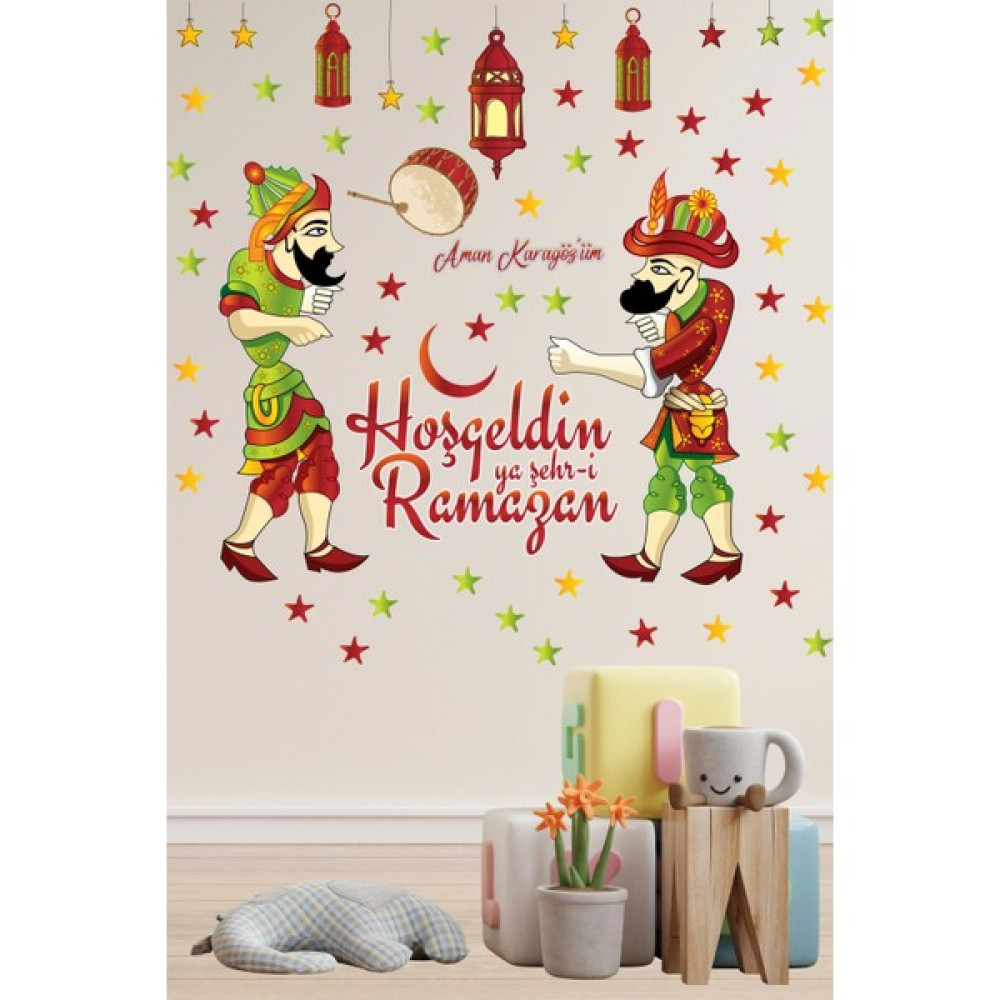 Ramazan Ayı Özel Hazivat Karagöz Sticker Seti - 45 x 60 cm Duvar Stickerı Fiyatı