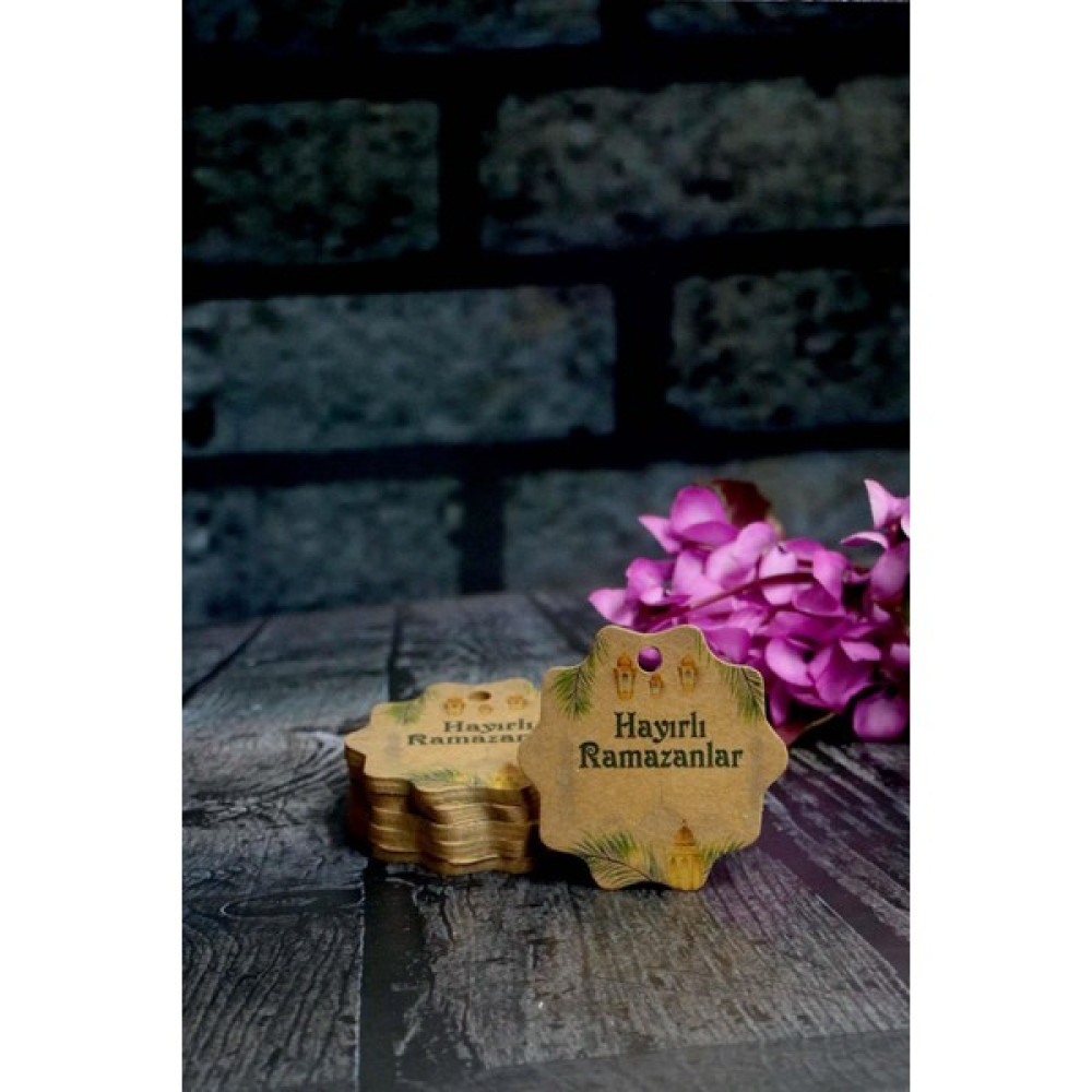 Ramazan Etiketi - Hayırlı Ramazanlar Baskılı - 50 Adet Kraft Bayram Etiketi (5 Cm) - -- - 0 Sarf Tüketim Malzemeleri Fiyatı