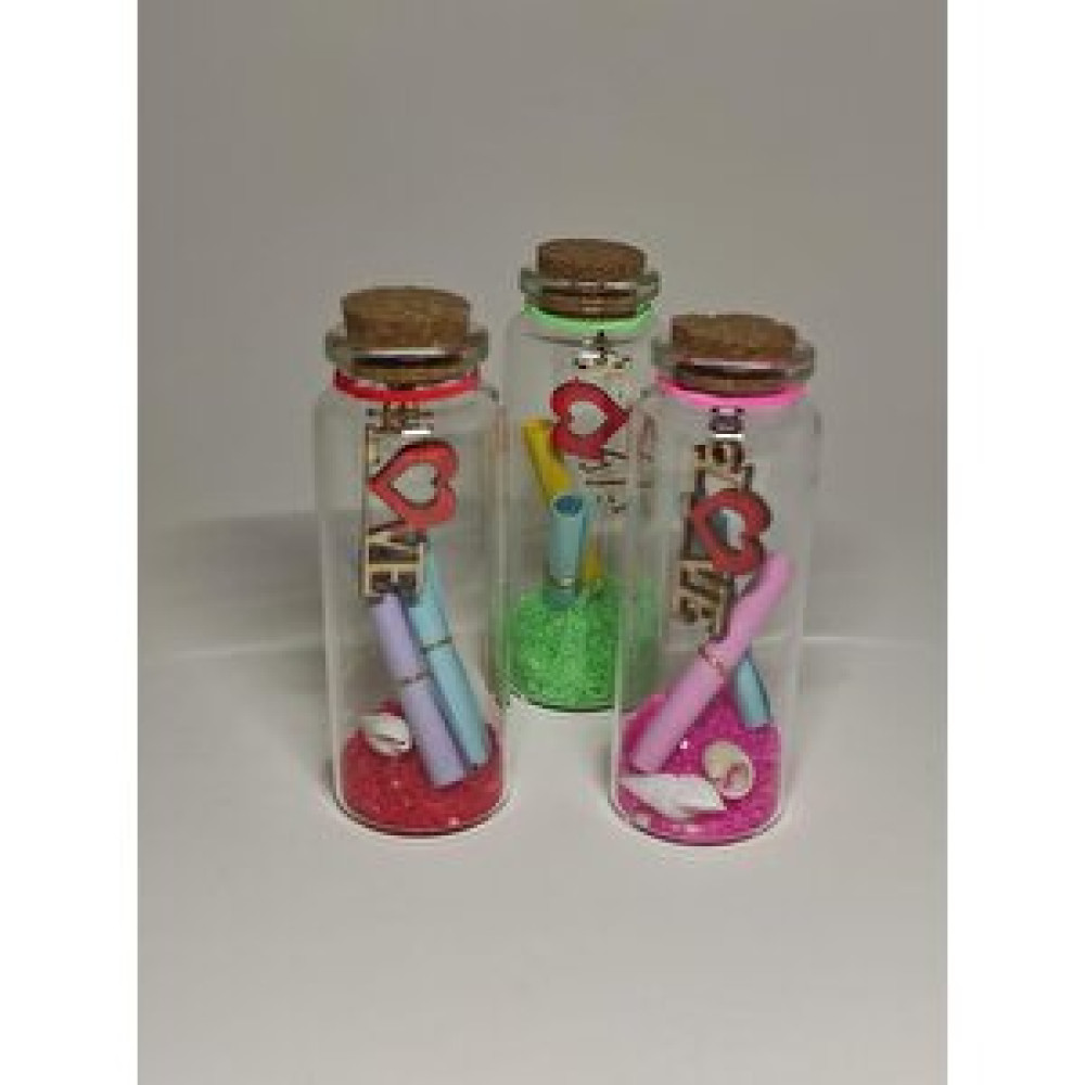 Ramdet 3 Adet Hediyelik Mini Not Kağıtlı 8 Cm Love Yazılı Mantar Kapaklı Romantik Tüp Biblo Fiyatı