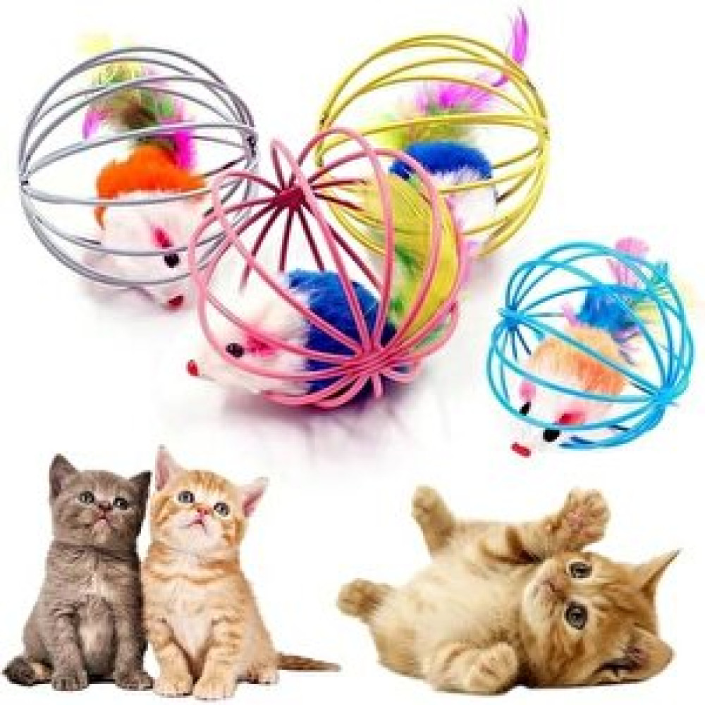 Ramdet 6cm Fareli Kedi Oyun Topu Köpek Oyuncağı Kafesli Renkli Fareli Kedi Köpek Oyun Topu Peluş Kedi Oyuncağı Evcil Hayvan Ürünleri Fiyatı