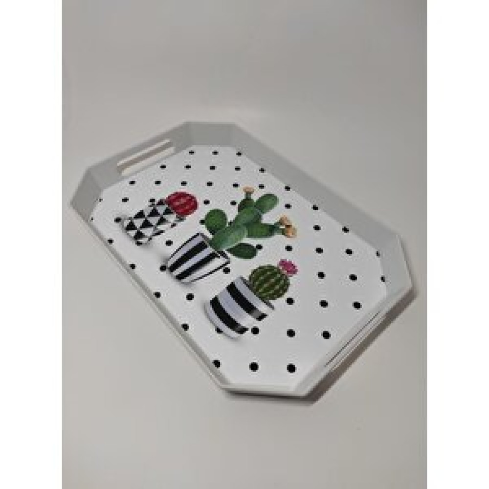 Ramdet Modern Ethnic Beyaz Kaktüs Desenli Pleksi Servis Sunum Tepsisi 33*23 Cm Çay Kahve Tepsisi Tepsiler / Fırın Kapları Fiyatı