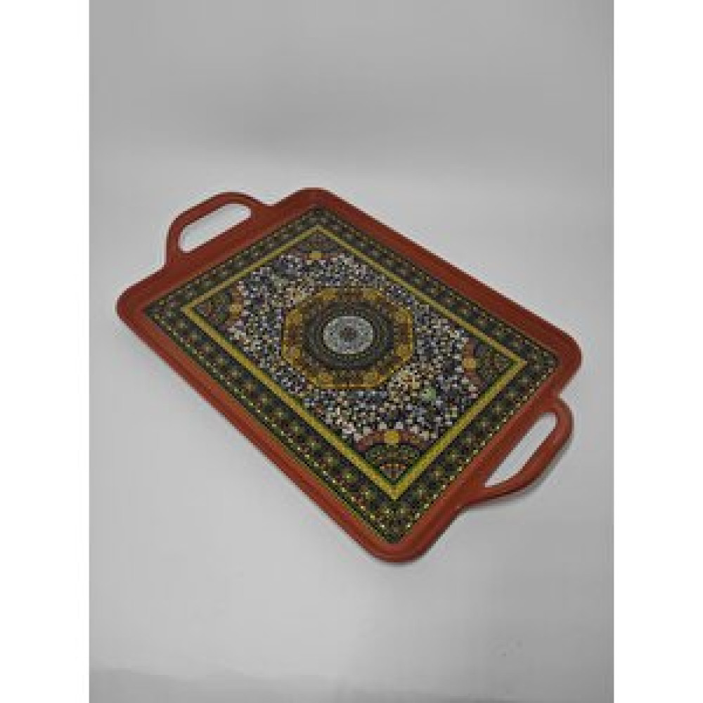 Ramdet Modern Ethnic Desenli 39-26 Cm Motif İşlemeli Servis Sunum Çay Tepsisi Karamel Tepsiler / Fırın Kapları Fiyatı