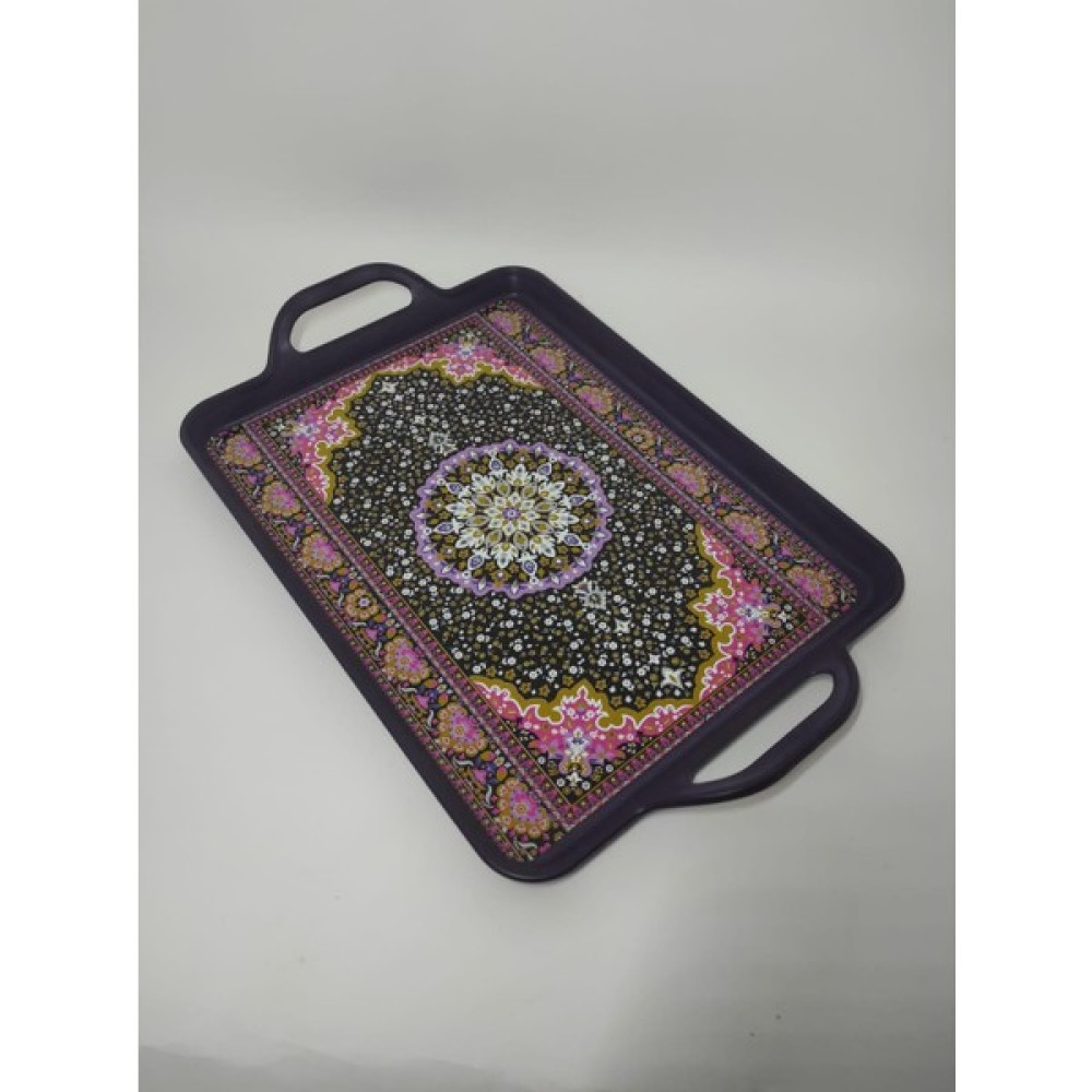 Ramdet modern ethnic desenli 39-26 cm motif ışlemeli servis sunum çay tepsisi m Servis Tepsisi Fiyatı