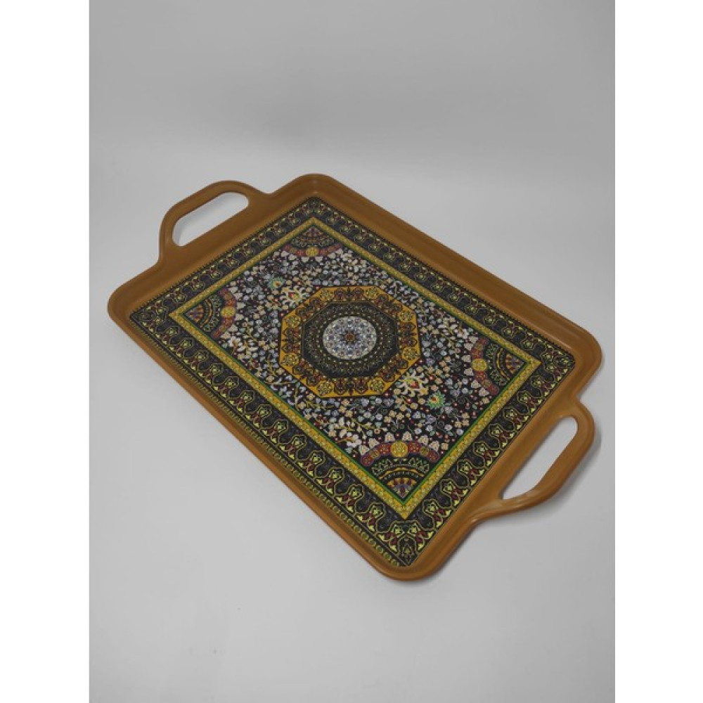 Ramdet modern ethnic desenli 39-26 cm motif ışlemeli servis sunum çay tepsisi s Servis Tepsisi Fiyatı